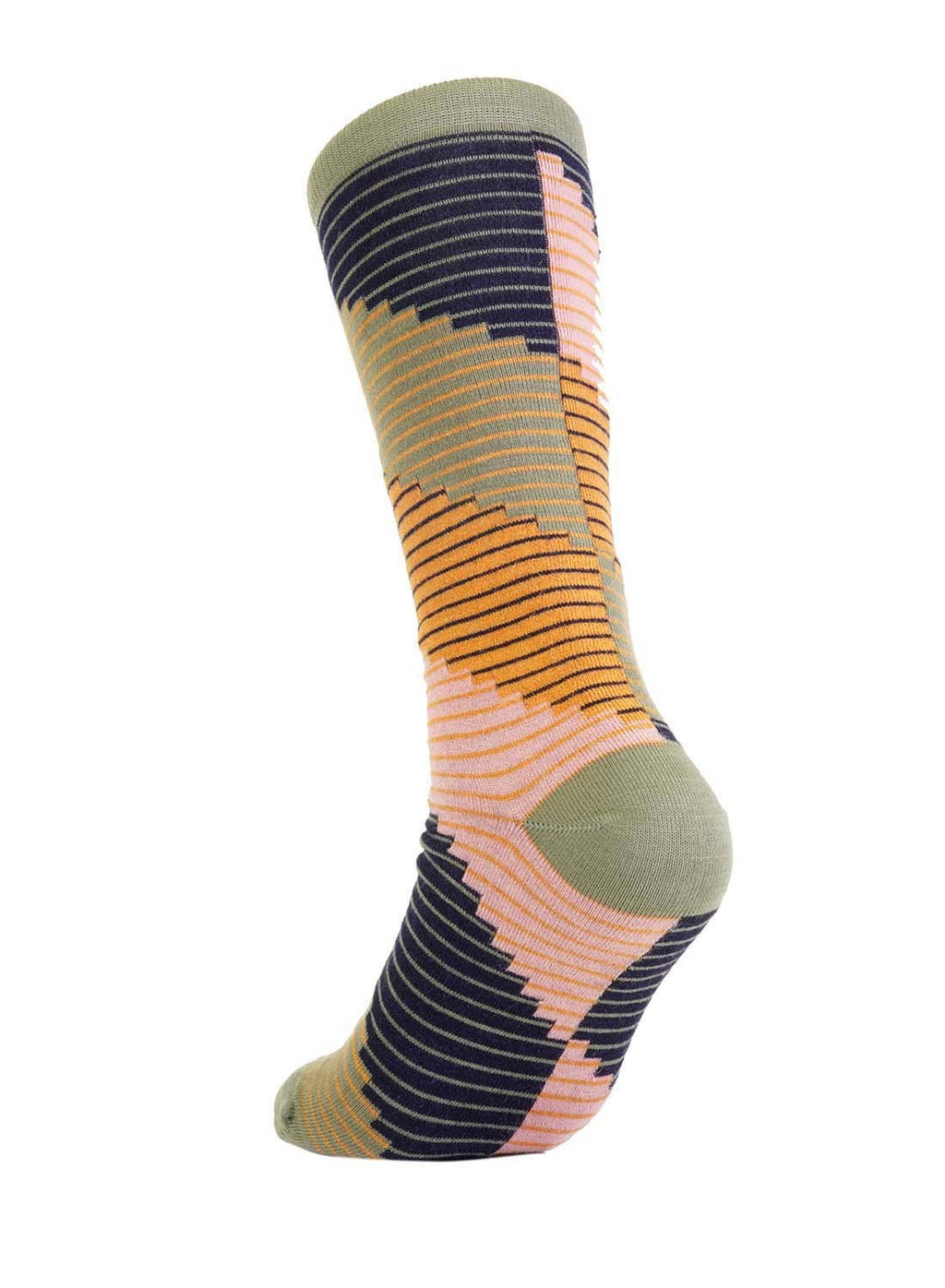 Stone alpaca socks in Cemento with charcoal and peach pattern, Shupaca