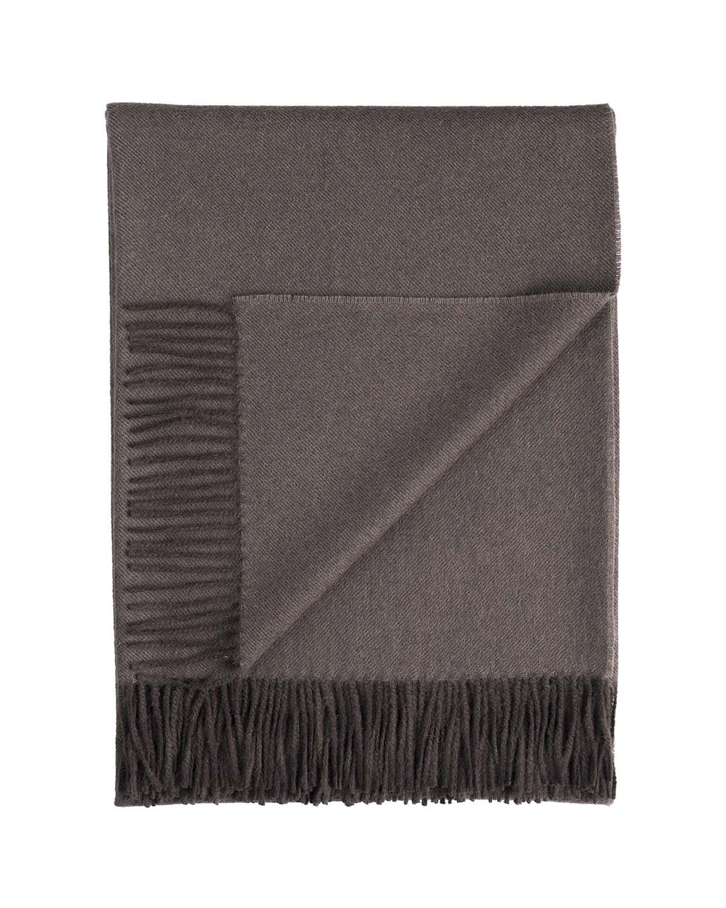 Brown 100% baby alpaca throw blanket in Truffle with charcoal, Shupaca
