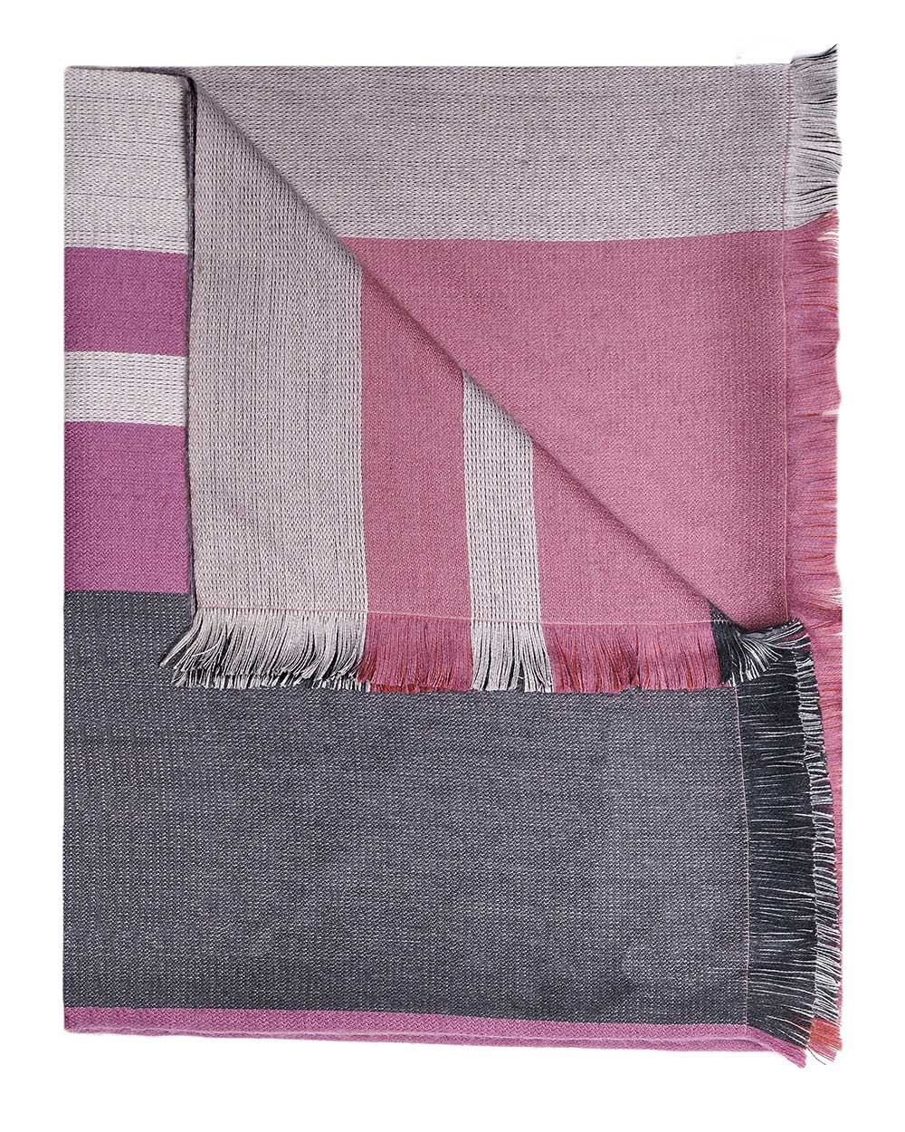 Pink alpaca reversible throw blanket in Sangria with wine and charcoal, Shupaca